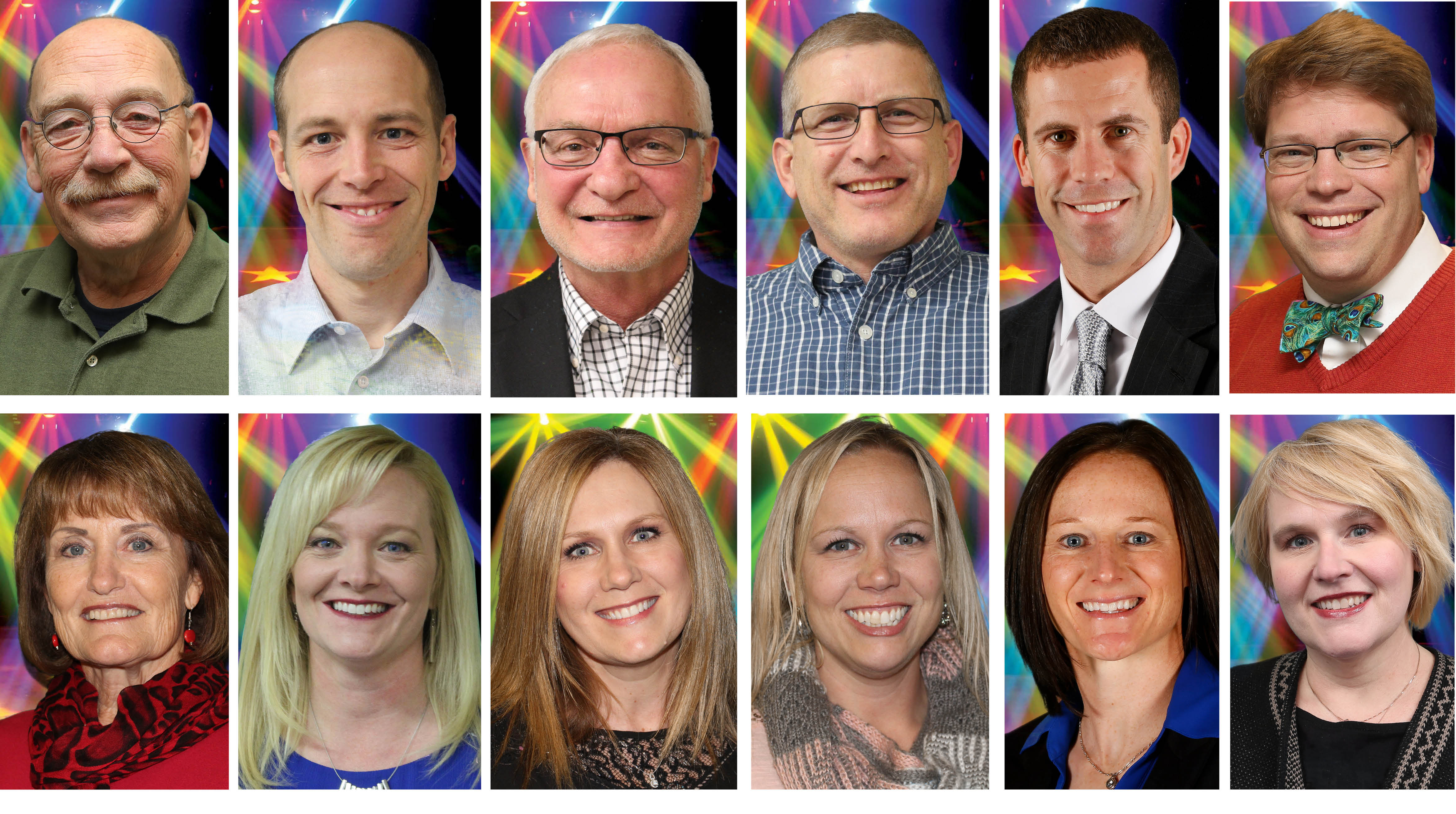 Top row, left-right: Dan Lynch, Jonathan Nikkila, Mark Sutko, Ross Finley, Jon Watts and Steven Haskett. Bottom Row, left-right: Betty Warren, Nikki Erickson, Marsha Wilkerson, Camie Rose-Lentfer, Carrie Eighmey and Erika Godfrey.